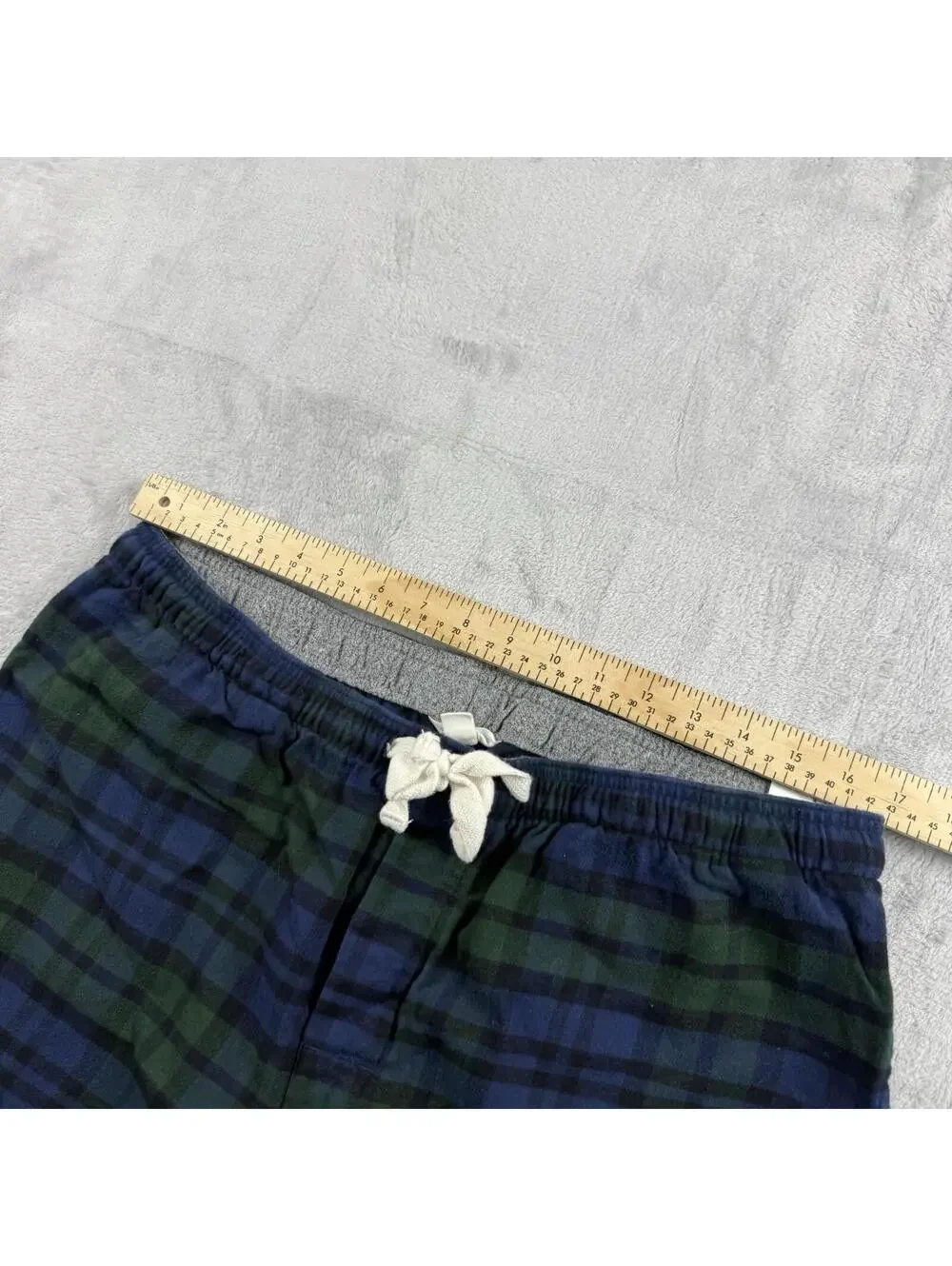 Roots Blackwatch Plaid Pajama Lounge Pants Men L Blue Green Flannel Home Casual